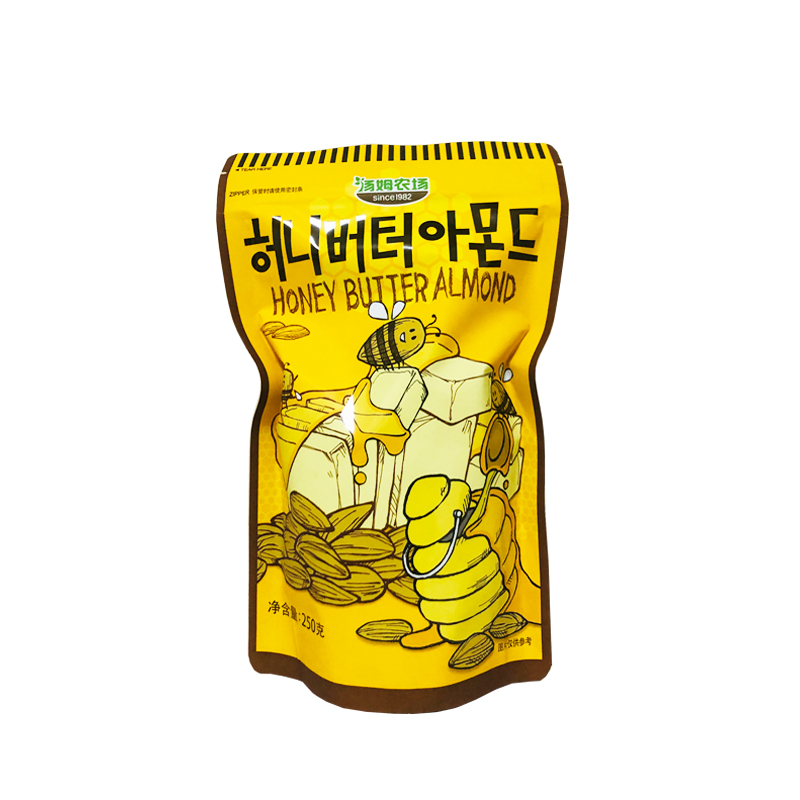 韩国进口HBAF芭蜂蜂蜜黄油扁桃仁250g汤姆农场干果杏仁坚果零食 - 图3