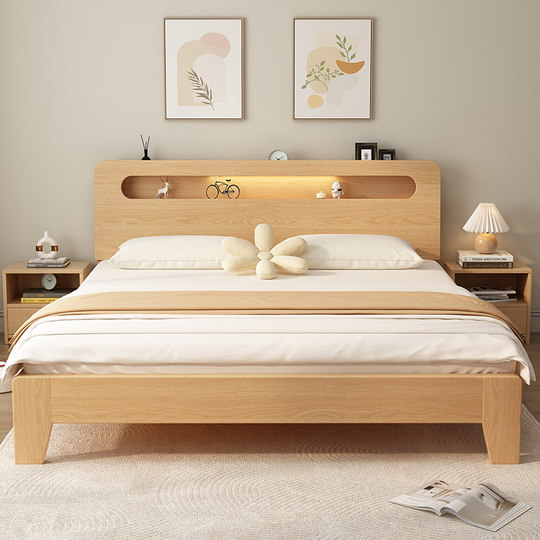 实木床1.5m主卧床1米8双人床出租房用用经济型现代简约家单人床架