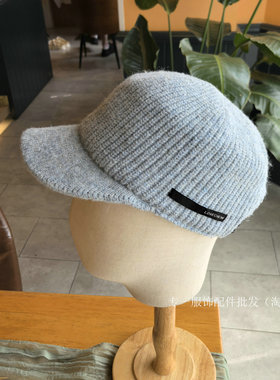 露思同款针织平顶鸭舌帽女秋冬
