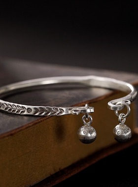 小众铃铛纯银复古原创设计师手环