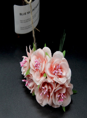 仿真茶梅布桃花头饰绢花