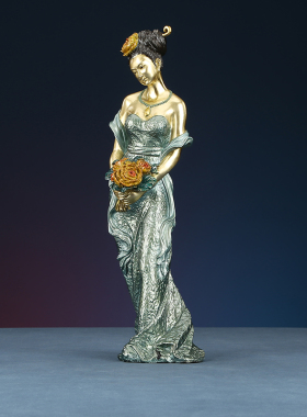 彩铜四季花神春夏秋冬收藏摆件