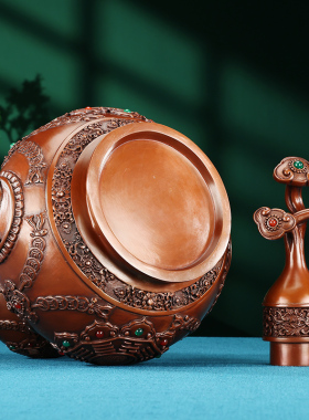 铜欣祥紫铜八卦葫芦摆件