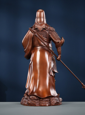 铜欣祥紫铜武圣关公铜像武财神摆件手拿刀客厅办公室装饰品工艺品