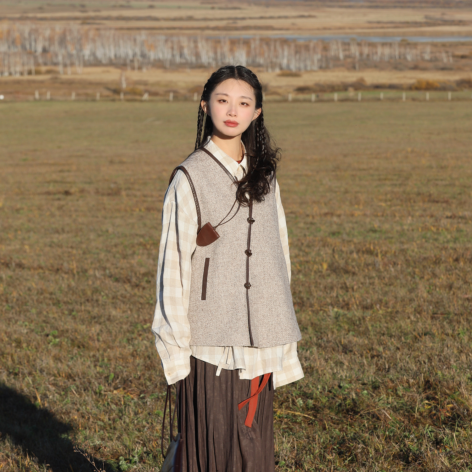 谜阿凰【紫胺马甲】新中式汉服上衣秋冬日常百搭叠穿女士比甲内搭 - 图1