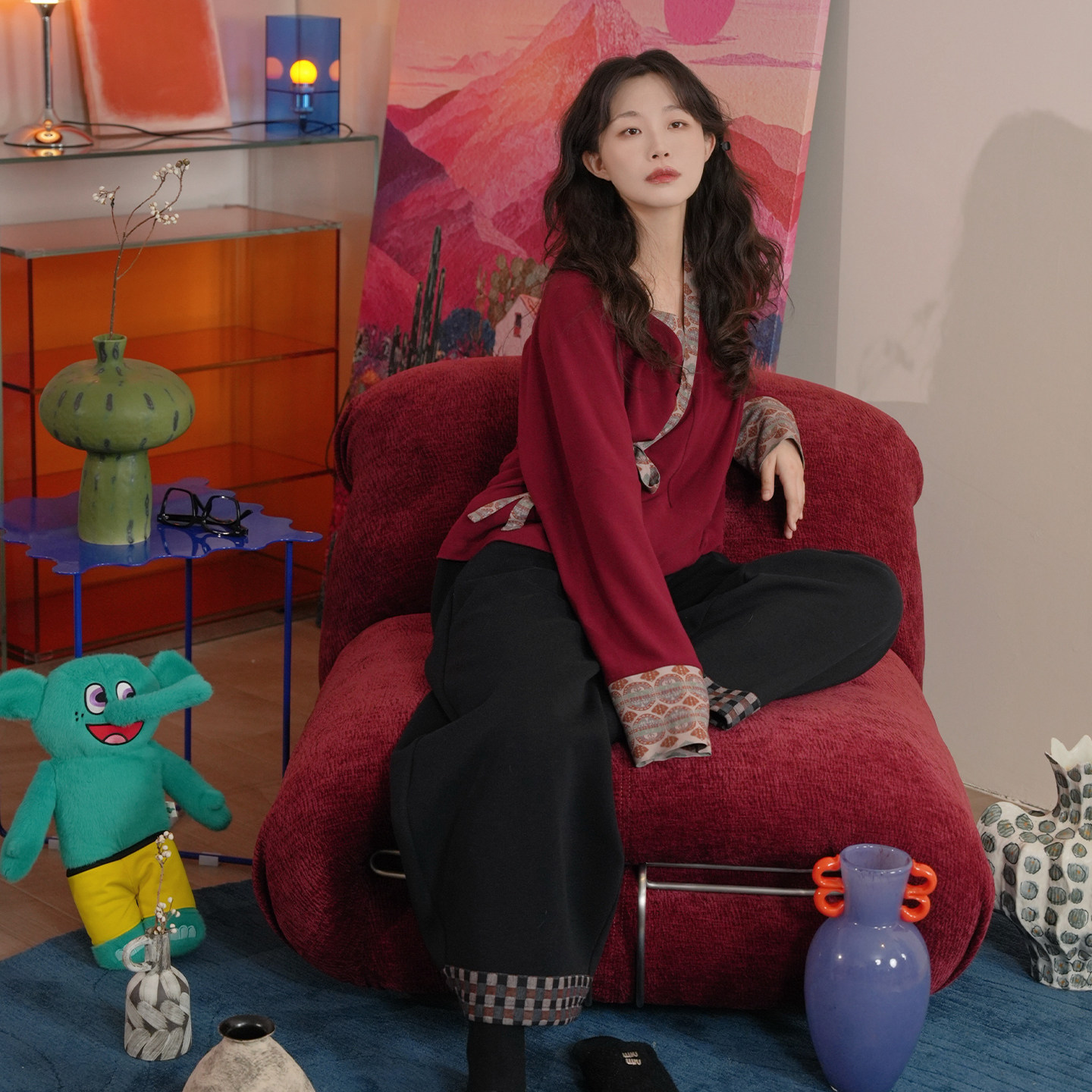 谜阿凰【炽夜行热岩绒阔腿裤】汉元素改良原创宽松秋冬日常休闲女,淘宝优惠券,粉丝福利购,淘宝优惠卷