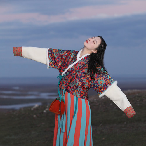 谜阿凰【火树银花半臂】日常原创冬款马甲汉服上衣秋冬保暖打底女 - 图0