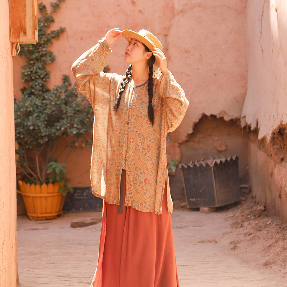 谜阿凰山岚圆领衫明制新中式复古风圆领衫日常春夏高端汉服女成人,淘宝优惠券,粉丝福利购,淘宝优惠卷