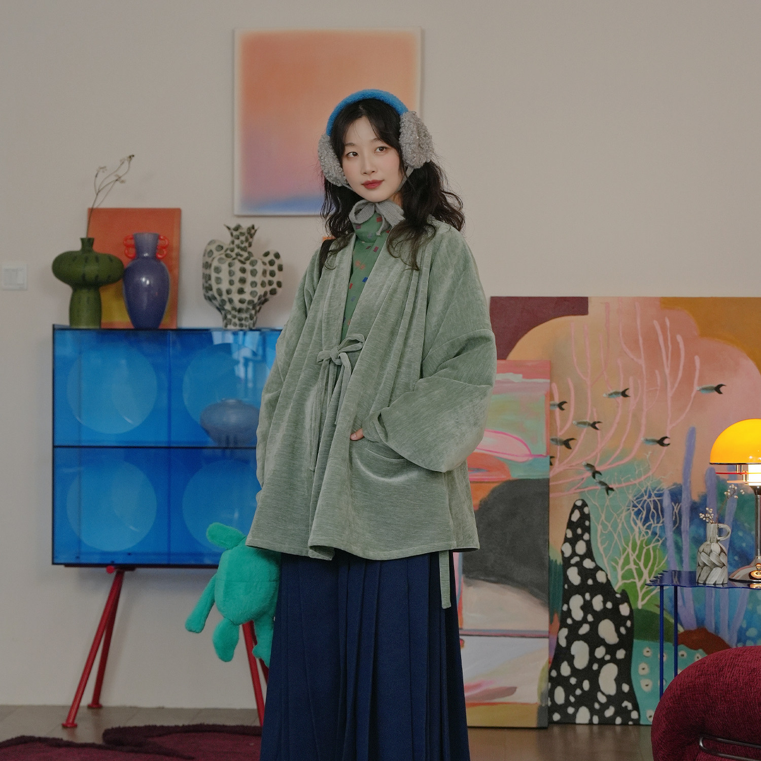 谜阿凰【深蓝马面裙】改良松紧腰半身裙汉元素秋冬日常休闲加厚女,淘宝优惠券,粉丝福利购,淘宝优惠卷