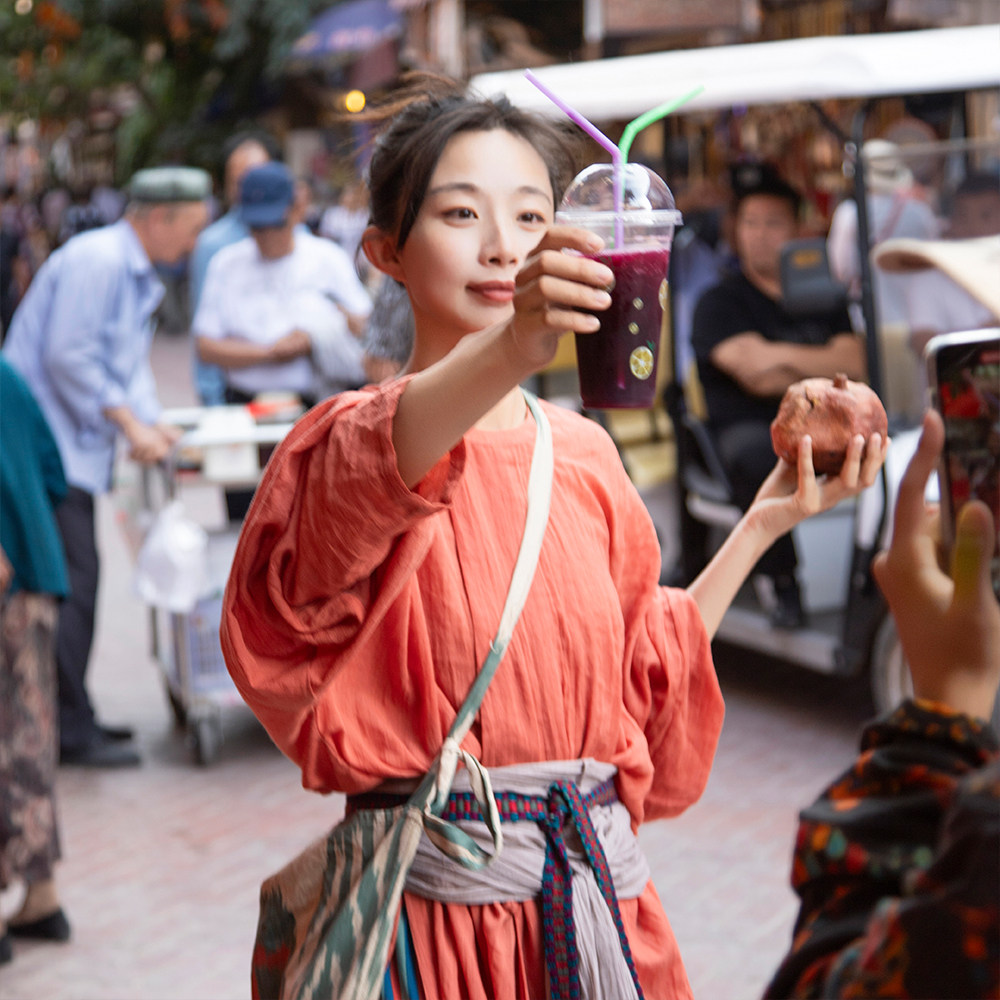 谜阿凰【朱柿】原创唐制圆领袍女春夏季新款古风汉服连衣裙,淘宝优惠券,粉丝福利购,淘宝优惠卷