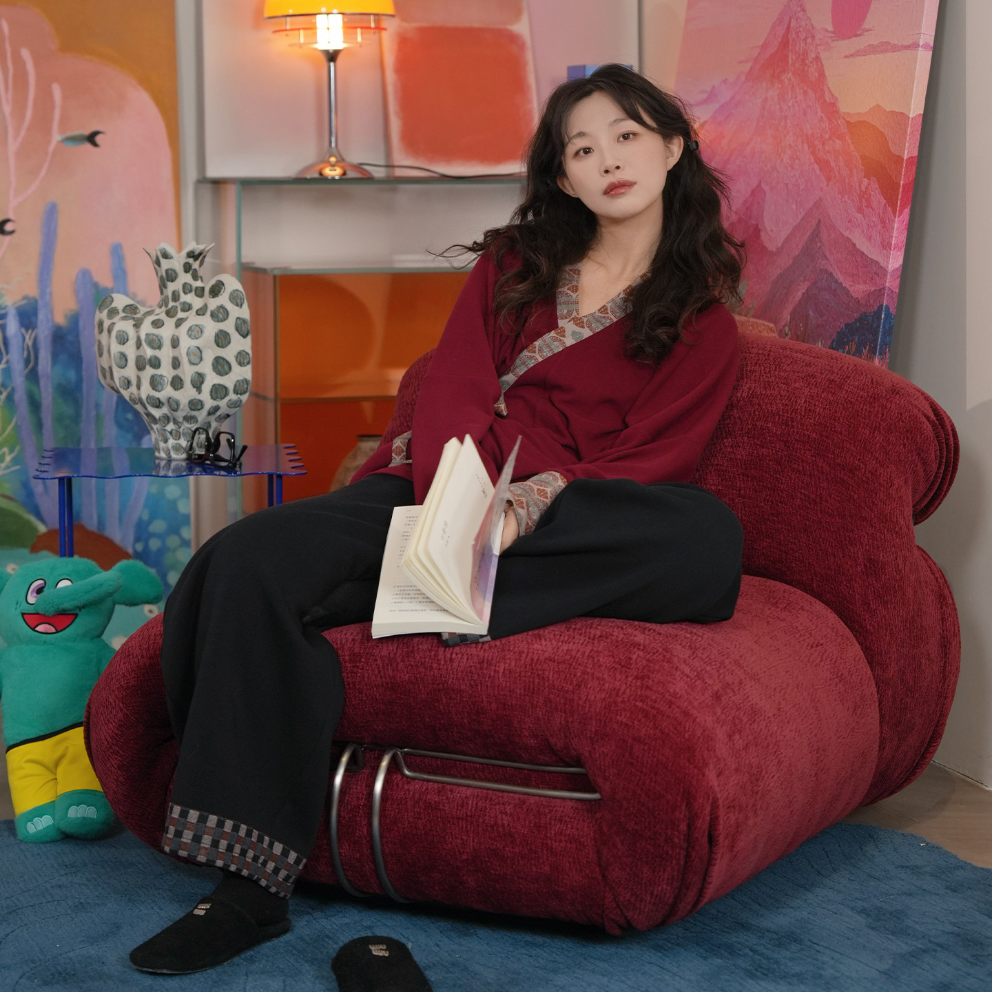 谜阿凰【炽夜行热岩绒阔腿裤】汉元素改良原创宽松秋冬日常休闲女,淘宝优惠券,粉丝福利购,淘宝优惠卷