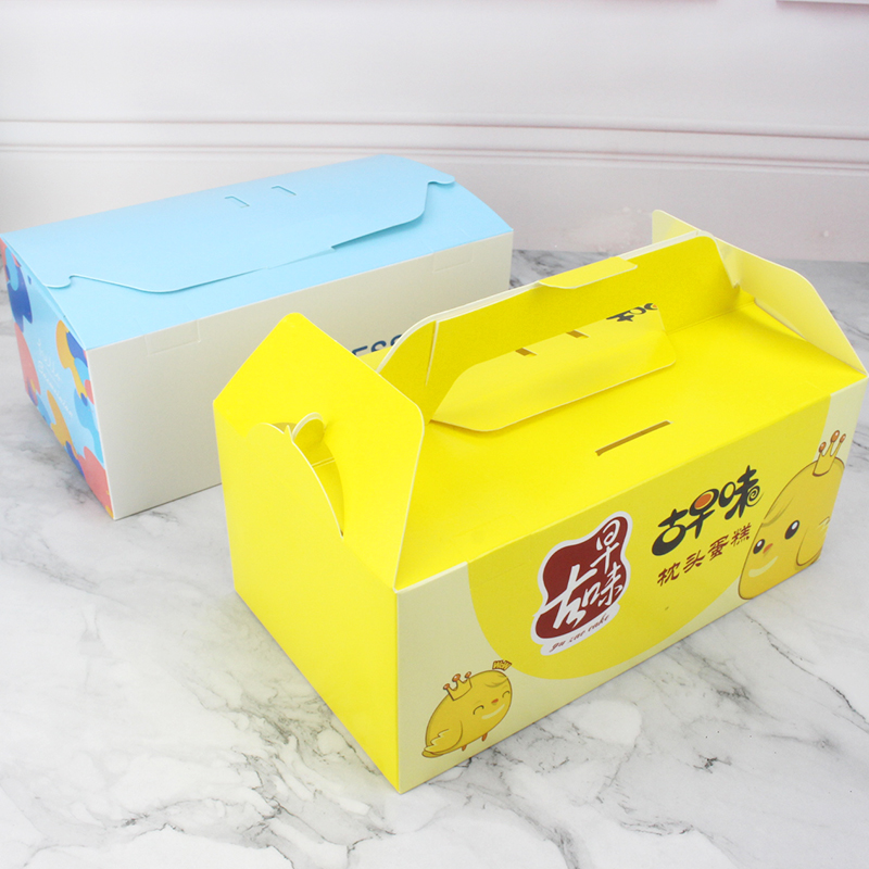 包邮手提古早蛋糕包装盒小蛋糕包装盒烘焙毛巾卷西点盒打包盒盒子