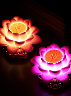 新款可插电莲花灯电池两用敬佛灯