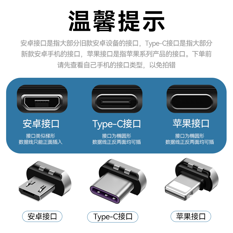 一仕5PIN单磁吸头6A快闪充转接头配件适用于苹果安卓Type-C三合一 - 图0