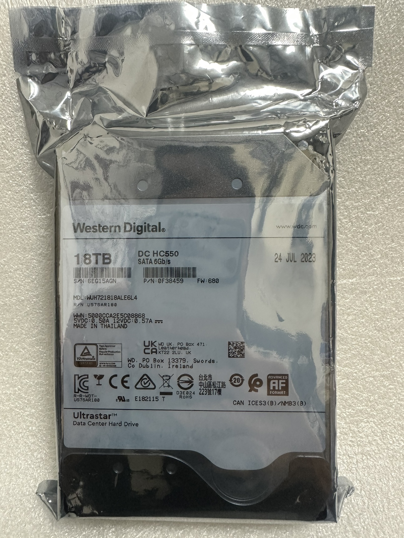 国行 西数 18T硬盘 18TB DC HC550 企业级监控盘 WUH721818ALE6L4 - 图2