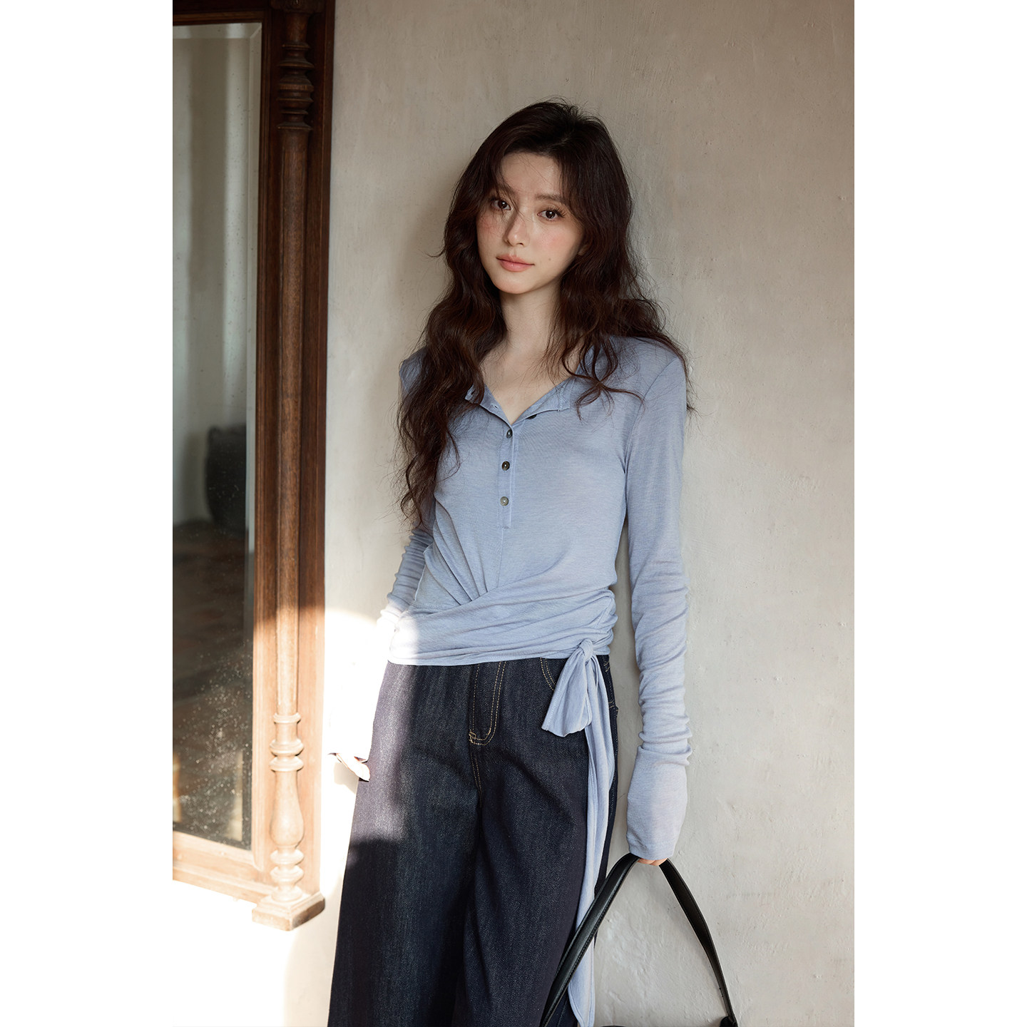 夕蒙2026新款春季法式独特漂亮小个子绝美巨好看蕾丝拼接长袖衬衫