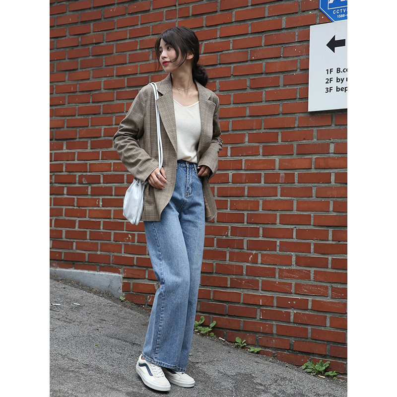 新款秋冬港味复古 外套格子西服韩版气质休闲小西装女 chic 夕蒙 2018 新款秋冬港味复古 外套格子西服韩版气质休闲小西装女 chic 夕蒙 2018