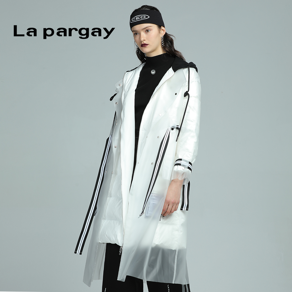 Lapargay纳帕佳2023新款女装秋冬季白色两件套羽绒服中长款外套潮