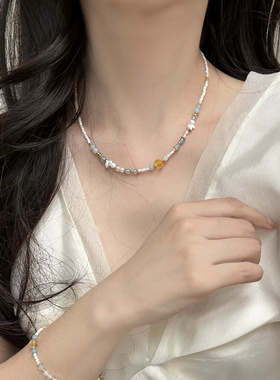 海雾氤氲～夏日贝母串珠海洋风高级感项链锁骨链叠戴小众手工
