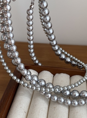 KOKOCYNTHIA铂金灰珍珠项链