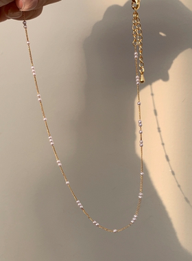 KOKOCYNTHIA 满天星baby迷你珍珠项链铜镀金高颜值气质百搭项链