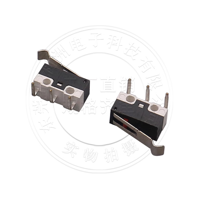 微动开关MS-011反方向触点开关三脚卧式弯脚带柄弯柄鼠标微动开关 - 图0