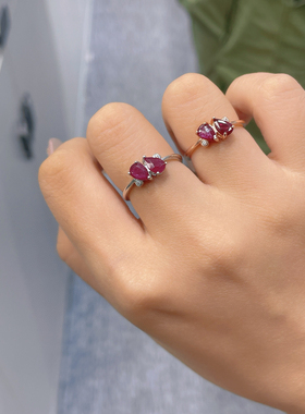 红宝石戒指女s925银镶嵌天然鸽血红宝石天然宝石戒指彩宝裸石定制