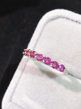 天然紫牙乌石榴石戒指排戒 银镀18k金镶嵌彩色宝石定制正品