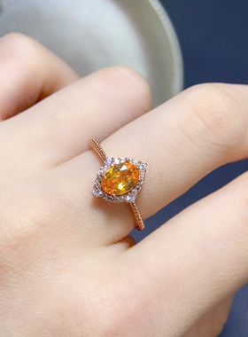 天然芬达戒指高净度火彩爆闪精品s925纯银精工镶嵌