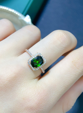 轻奢小众设计天然透辉石戒指s925纯银精镶上手巨显白高级感满满