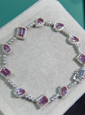 超美的变色石亚历山大手链纯银镶嵌不掉色颜色独特多彩红绿变色