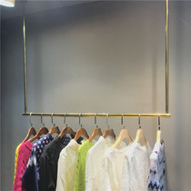 Clothing Store Show Shelf Titanium Gold Upper Wall Clothing Rack Stainless Steel Hanging Hanging Shelf Womens Clothing Rack
