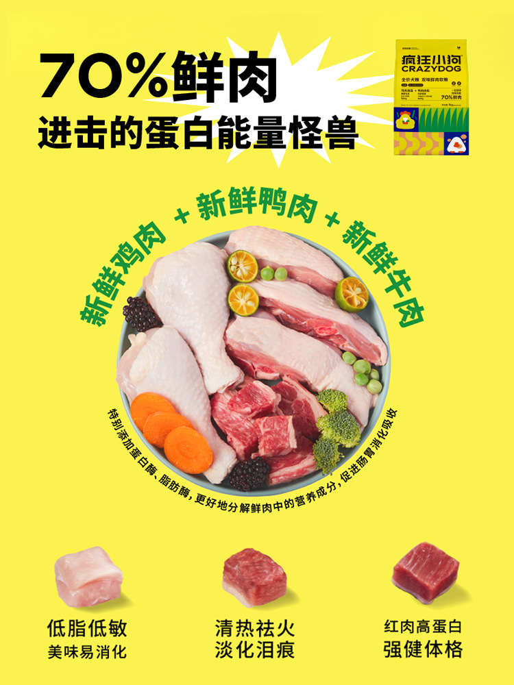 疯狂小狗双味鲜肉软粮1kg2斤老年犬粮泰迪比熊小型犬幼犬大型犬 - 图1