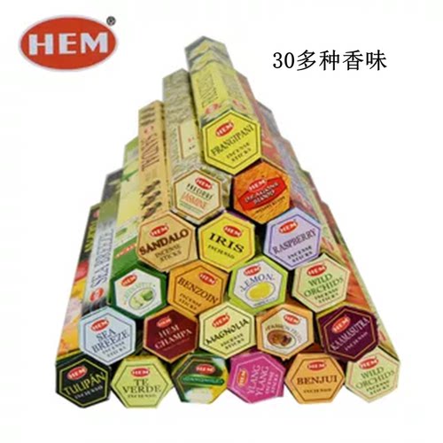 印度香薰进口正品HEM香薰舒缓压力静心室内家用熏香檀香沉香线香 - 图0