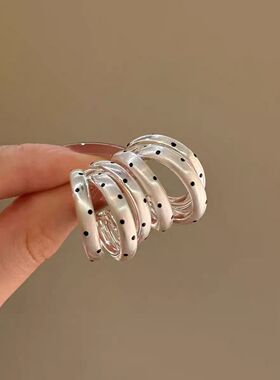 金属冷淡风三层波点耳钉女时尚新款独特气质耳环小众设计感耳饰