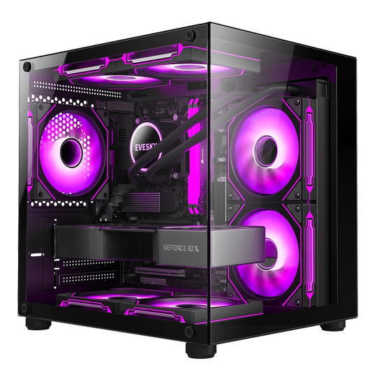 积至EVESKY 海景房MINI电脑机箱台式主机m-atx白色侧透暴风雪S920