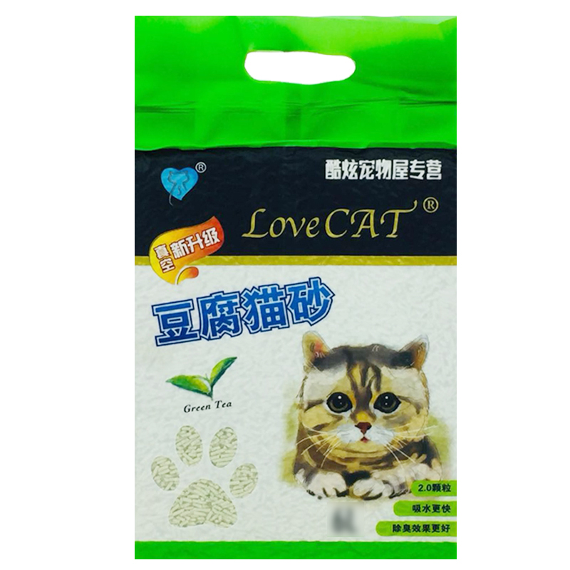 lovecat猫砂豆腐绿茶猫砂天然植物结团除臭无尘猫砂沙2.5kg*6包-图3