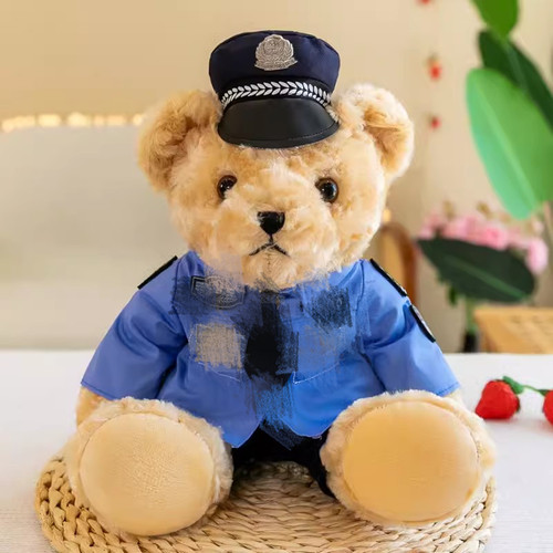 警察小熊公仔交警小熊玩偶消防救援泰迪熊毛绒玩具定制宣传礼品物 - 图2