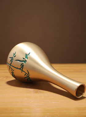 黄铜竹子艺术花瓶客厅书房办公室