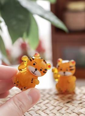 小老虎摆件玻璃十二生肖生日礼物