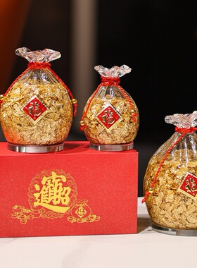 小号金箔钱袋摆件东南亚台湾跨境水晶工艺品招财祥瑞礼物金箔福袋