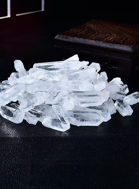 天然白水晶柱摆件原石打磨装饰品
