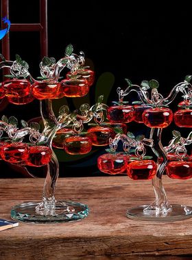 水晶柿子树摆件客厅柜台装饰品