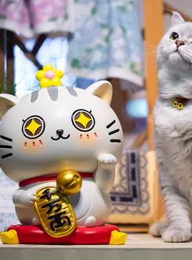 招财猫客厅办公室收银台摆件树脂