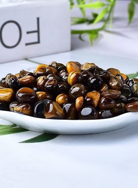 天然虎眼石碎石摆件水晶原石打磨