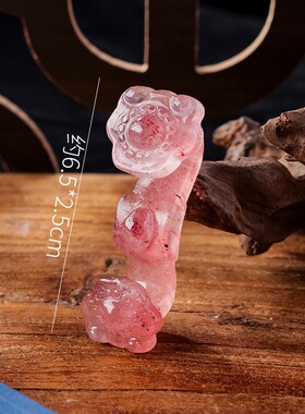 天然水晶如意雕刻件黄水晶草莓晶原石打磨玉如意开业礼品水晶摆件