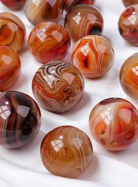 天然缠丝玛瑙水晶球摆件把玩手球