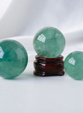 天然绿萤石水晶球摆件客厅装饰品