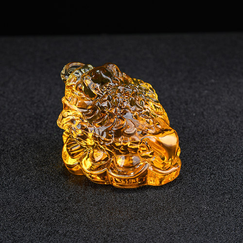 特价小号黄水晶金蟾摆件  三足金蟾家居客厅玄关装饰开业乔迁礼品 - 图1