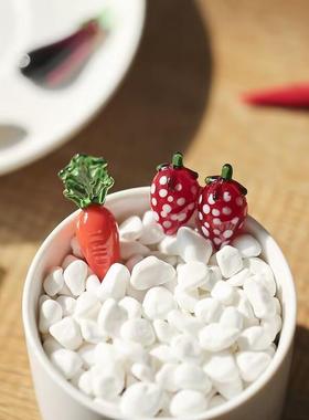 创意可爱水果蔬菜玻璃小摆件